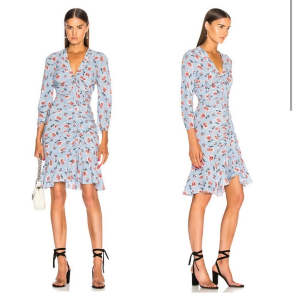 Veronica Beard Rowe Silk Rushed Dress